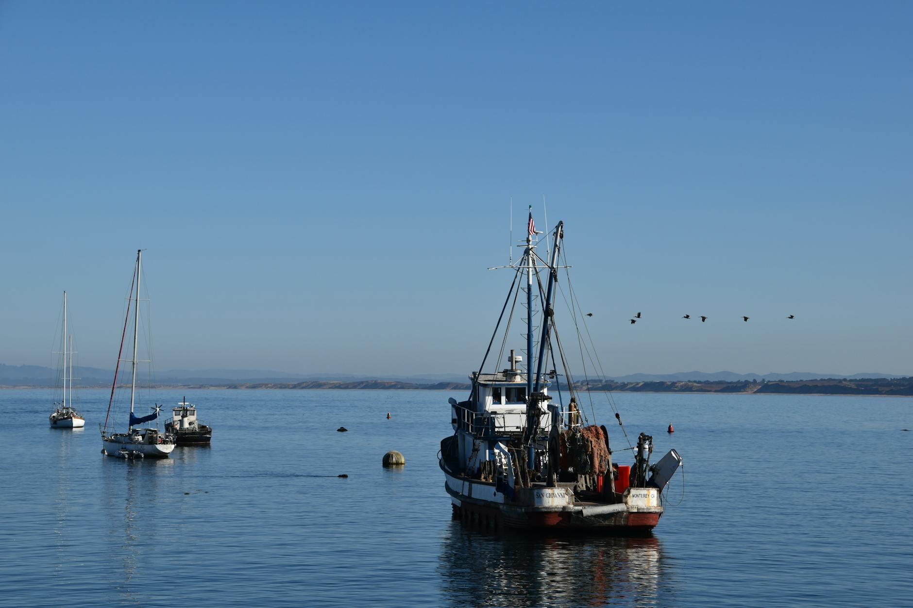 fishing boats on the ocean